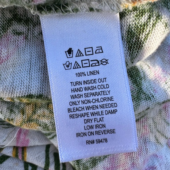 Rachel Zoe 100% Linen Tropical Print Top - Size Small - Picture 5 of 5